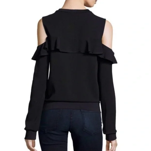 A.L.C. Lindsey Ruffle Cold Shoulder Top Black Women’s 0 - Picture 2 of 16